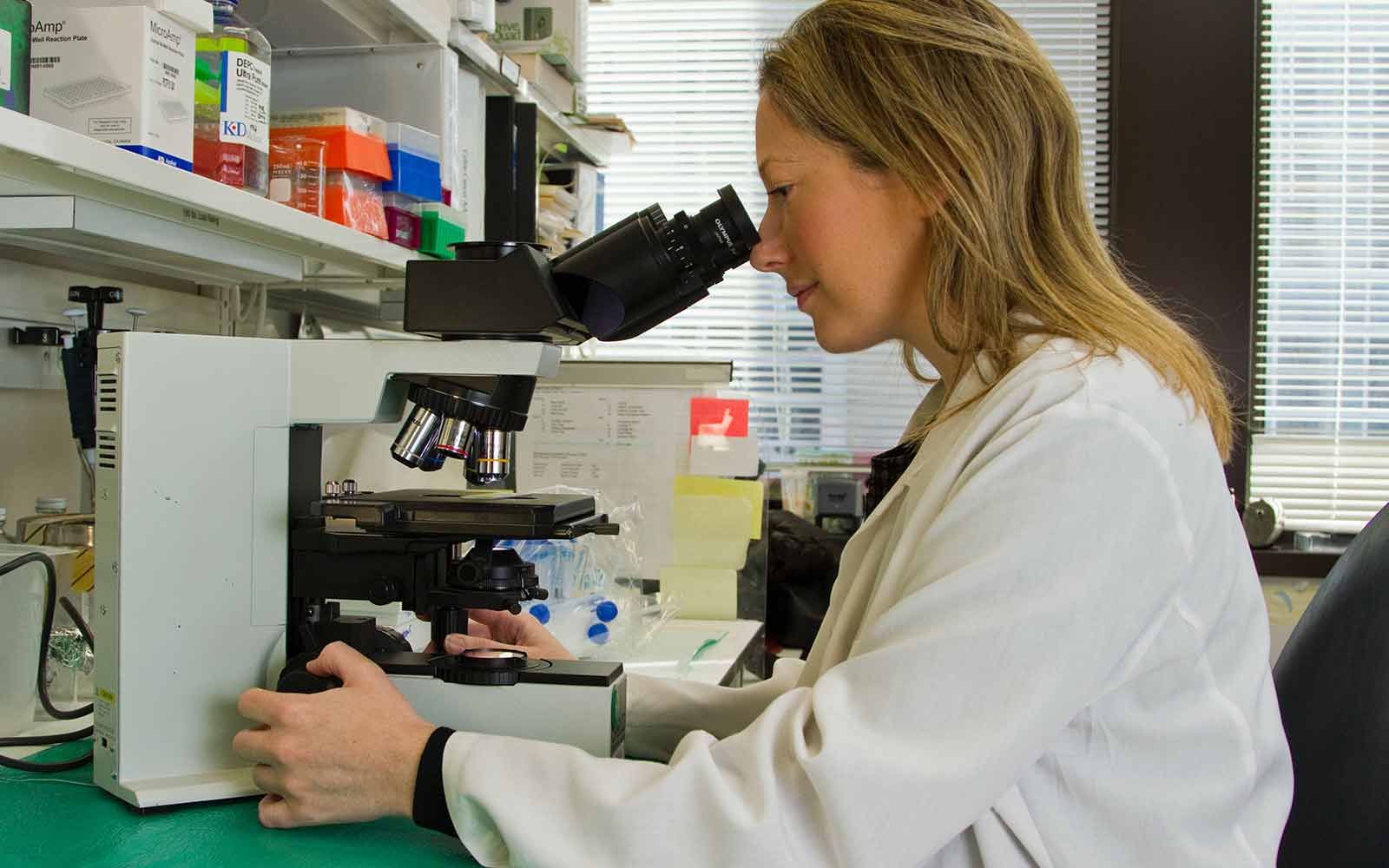 female clinical research professional working in a research lab